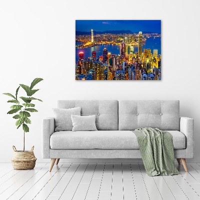 Cuadro canvas con impresión uv duradera horizontal Hong Kong de noche