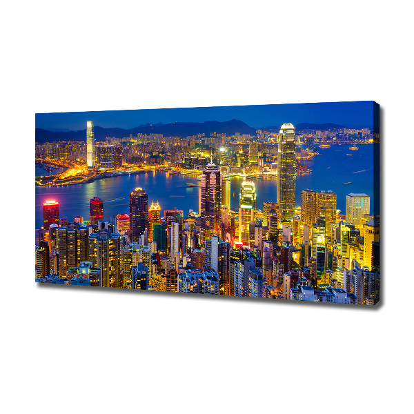 Cuadro canvas con impresión uv duradera horizontal Hong Kong de noche