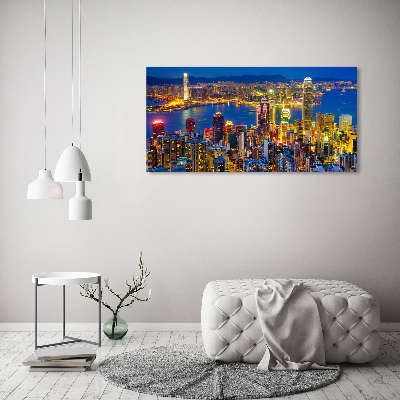 Cuadro canvas con impresión uv duradera horizontal Hong Kong de noche