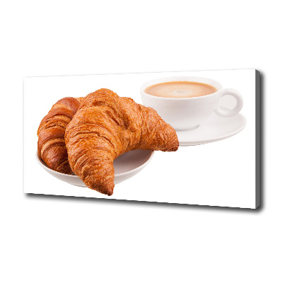 Cuadro canvas moderno de gran formato horizontal Croissants y café