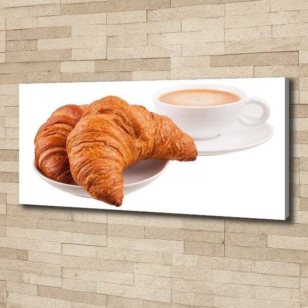 Cuadro canvas moderno de gran formato horizontal Croissants y café