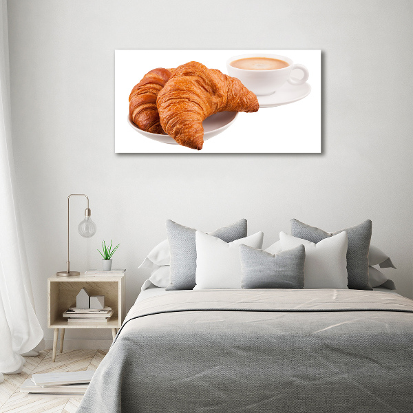Cuadro canvas moderno de gran formato horizontal Croissants y café