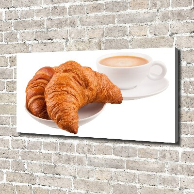 Cuadro canvas moderno de gran formato horizontal Croissants y café