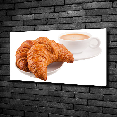 Cuadro canvas moderno de gran formato horizontal Croissants y café