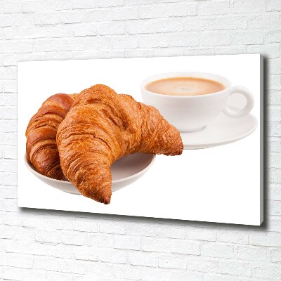 Cuadro canvas moderno de gran formato horizontal Croissants y café