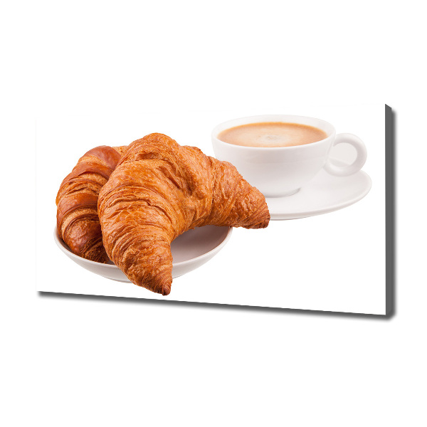 Cuadro canvas moderno de gran formato horizontal Croissants y café