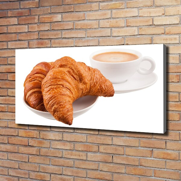 Cuadro canvas moderno de gran formato horizontal Croissants y café