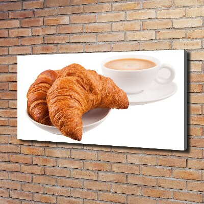 Cuadro canvas moderno de gran formato horizontal Croissants y café