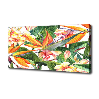 Cuadro canvas moderno de gran formato horizontal flores tropicales