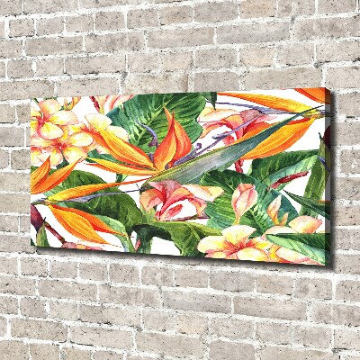 Cuadro canvas moderno de gran formato horizontal flores tropicales
