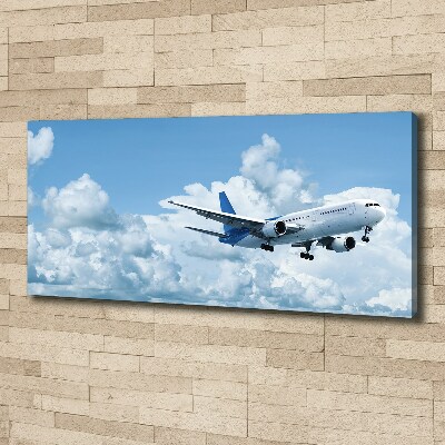 Cuadro canvas moderno de gran formato horizontal Un avión en el cielo
