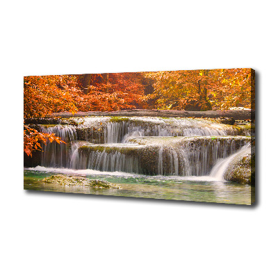 Cuadro canvas moderno de gran formato horizontal Cascada en otoño