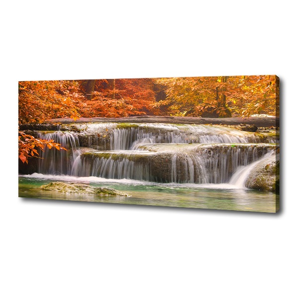 Cuadro canvas moderno de gran formato horizontal Cascada en otoño