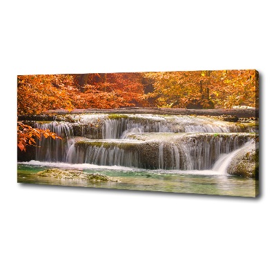Cuadro canvas moderno de gran formato horizontal Cascada en otoño