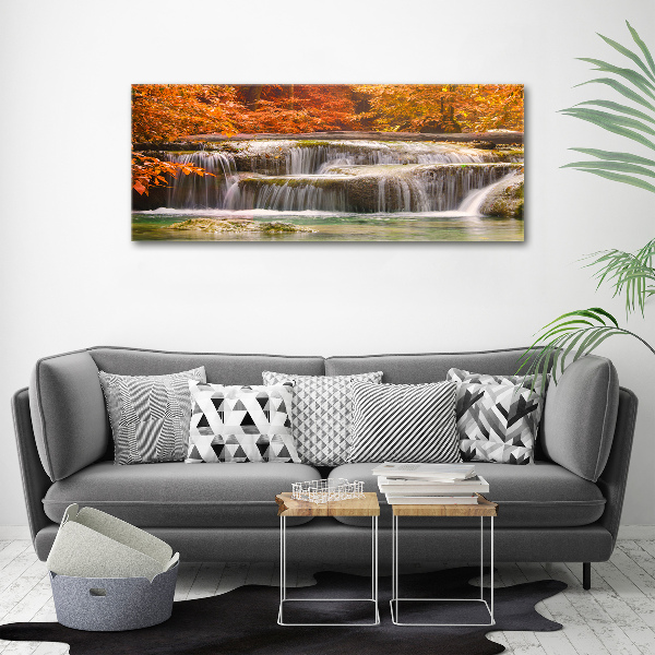 Cuadro canvas moderno de gran formato horizontal Cascada en otoño