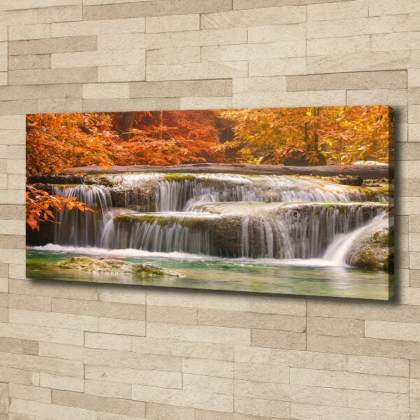 Cuadro canvas moderno de gran formato horizontal Cascada en otoño