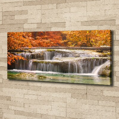 Cuadro canvas moderno de gran formato horizontal Cascada en otoño