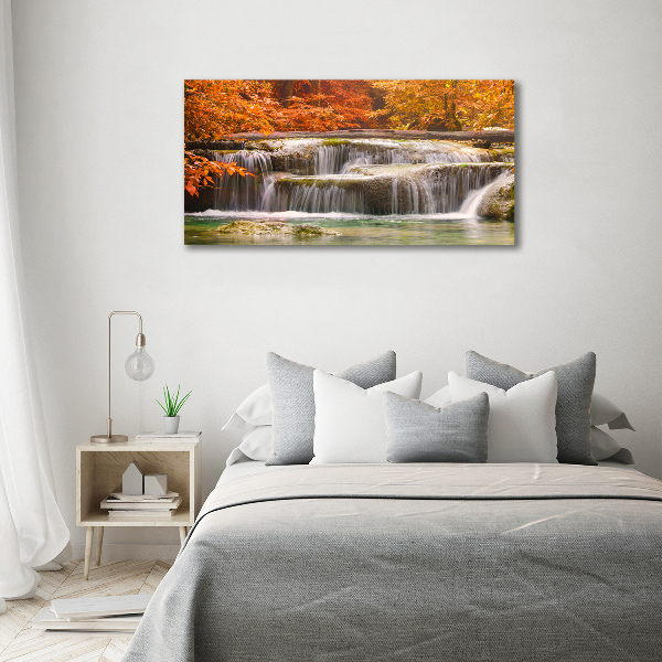Cuadro canvas moderno de gran formato horizontal Cascada en otoño