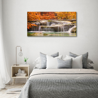 Cuadro canvas moderno de gran formato horizontal Cascada en otoño