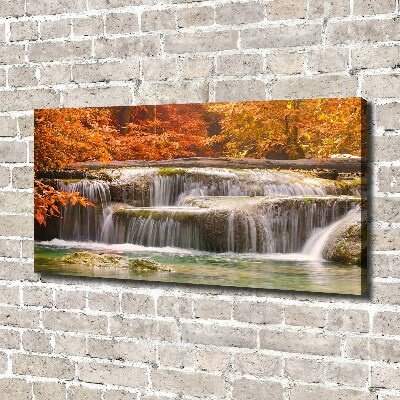 Cuadro canvas moderno de gran formato horizontal Cascada en otoño