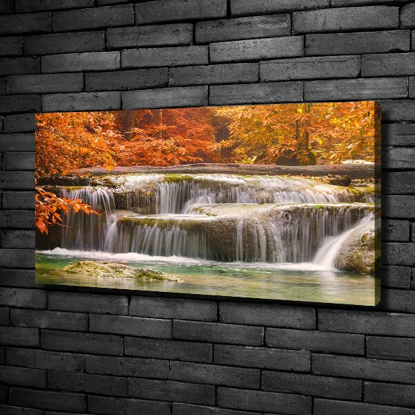 Cuadro canvas moderno de gran formato horizontal Cascada en otoño