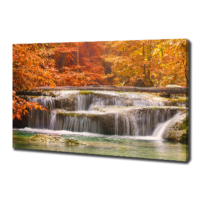 Cuadro canvas moderno de gran formato horizontal Cascada en otoño