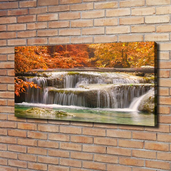 Cuadro canvas moderno de gran formato horizontal Cascada en otoño