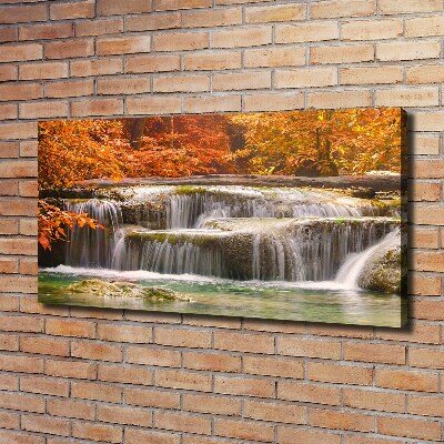 Cuadro canvas moderno de gran formato horizontal Cascada en otoño