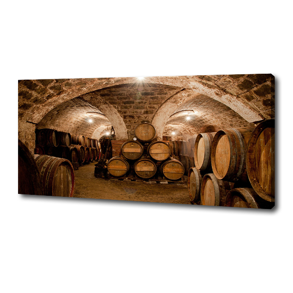 Cuadro canvas con impresión uv duradera horizontal Barriles en el viñedo