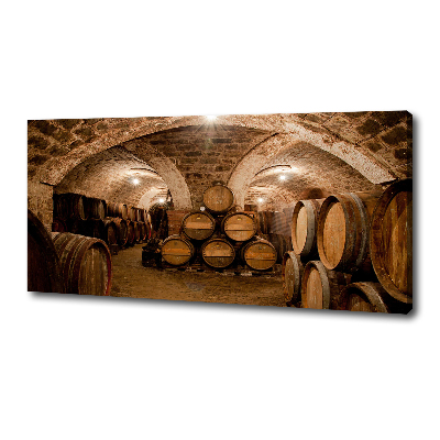 Cuadro canvas con impresión uv duradera horizontal Barriles en el viñedo