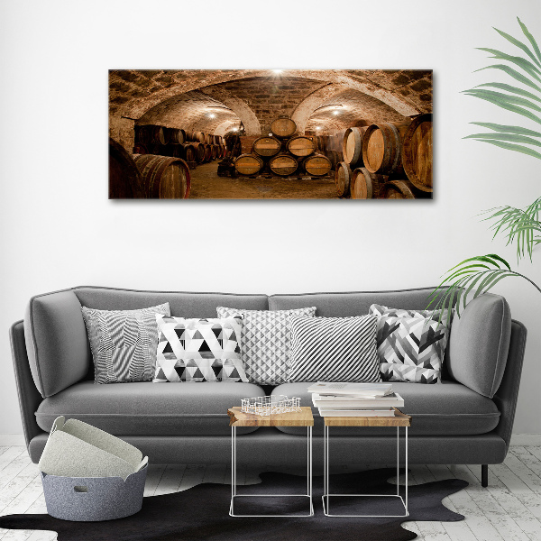 Cuadro canvas con impresión uv duradera horizontal Barriles en el viñedo