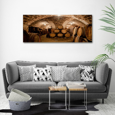 Cuadro canvas con impresión uv duradera horizontal Barriles en el viñedo