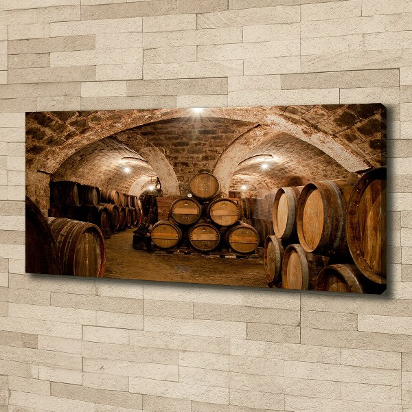 Cuadro canvas con impresión uv duradera horizontal Barriles en el viñedo