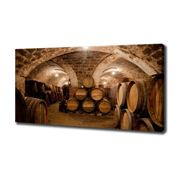 Cuadro canvas con impresión uv duradera horizontal Barriles en el viñedo