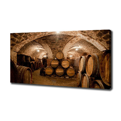Cuadro canvas con impresión uv duradera horizontal Barriles en el viñedo