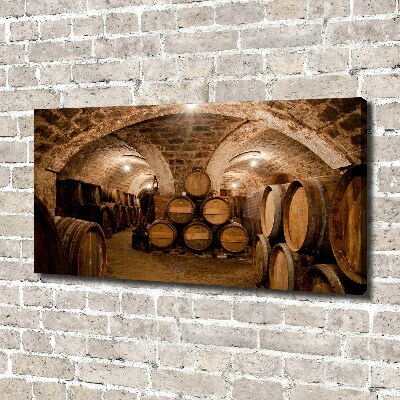 Cuadro canvas con impresión uv duradera horizontal Barriles en el viñedo