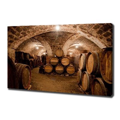 Cuadro canvas con impresión uv duradera horizontal Barriles en el viñedo