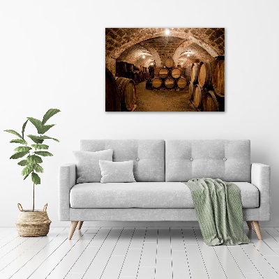 Cuadro canvas con impresión uv duradera horizontal Barriles en el viñedo