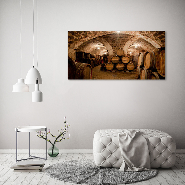 Cuadro canvas con impresión uv duradera horizontal Barriles en el viñedo