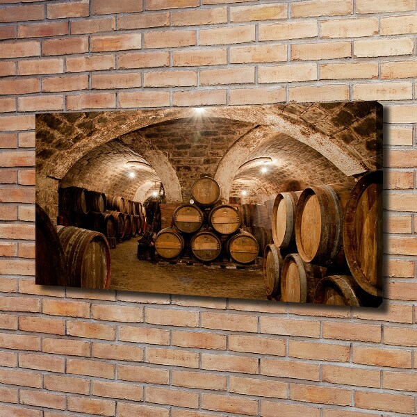Cuadro canvas con impresión uv duradera horizontal Barriles en el viñedo