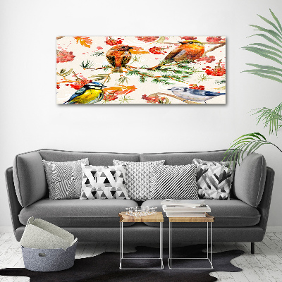 Cuadro canvas con impresión uv duradera horizontal Coníferas y aves