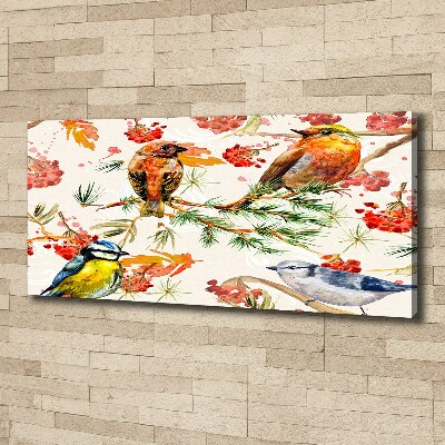 Cuadro canvas con impresión uv duradera horizontal Coníferas y aves