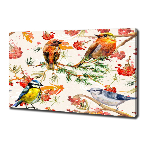 Cuadro canvas con impresión uv duradera horizontal Coníferas y aves