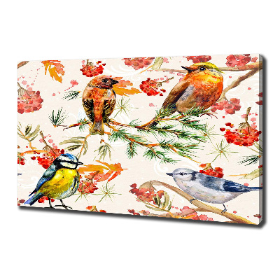 Cuadro canvas con impresión uv duradera horizontal Coníferas y aves