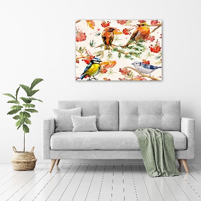 Cuadro canvas con impresión uv duradera horizontal Coníferas y aves