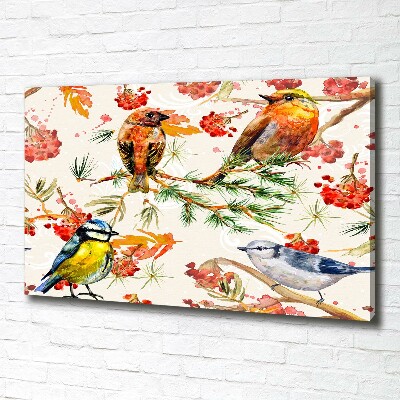 Cuadro canvas con impresión uv duradera horizontal Coníferas y aves