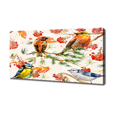 Cuadro canvas con impresión uv duradera horizontal Coníferas y aves