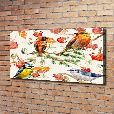 Cuadro canvas con impresión uv duradera horizontal Coníferas y aves