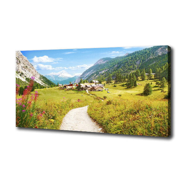 Cuadro canvas moderno de gran formato horizontal Pastizales en los Alpes