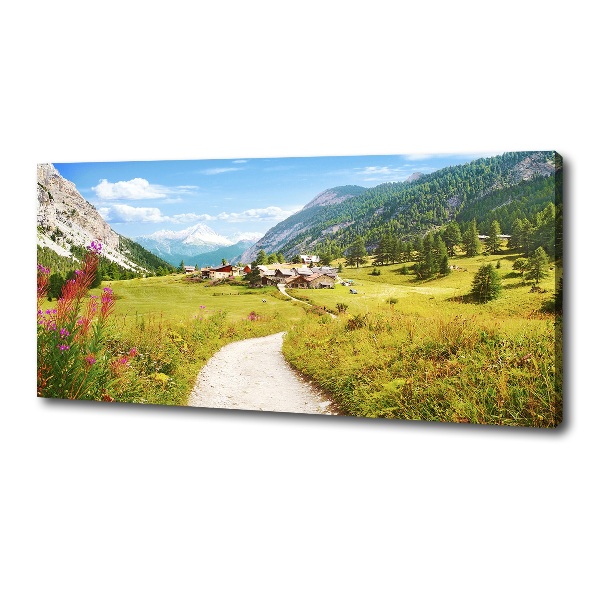 Cuadro canvas moderno de gran formato horizontal Pastizales en los Alpes